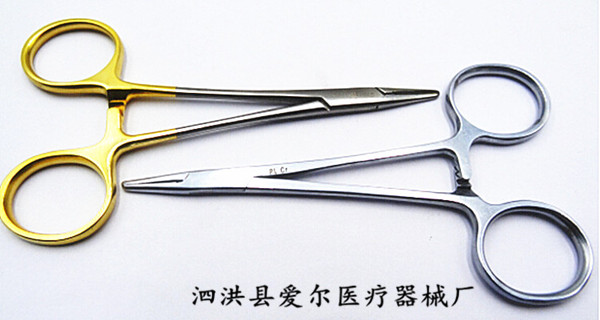 爱尔-普通持针钳 12.5cm 不锈钢/金柄